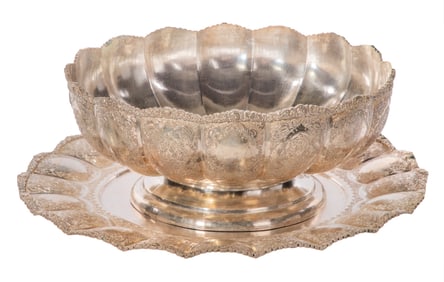 Persian Silver Bowl and Tray