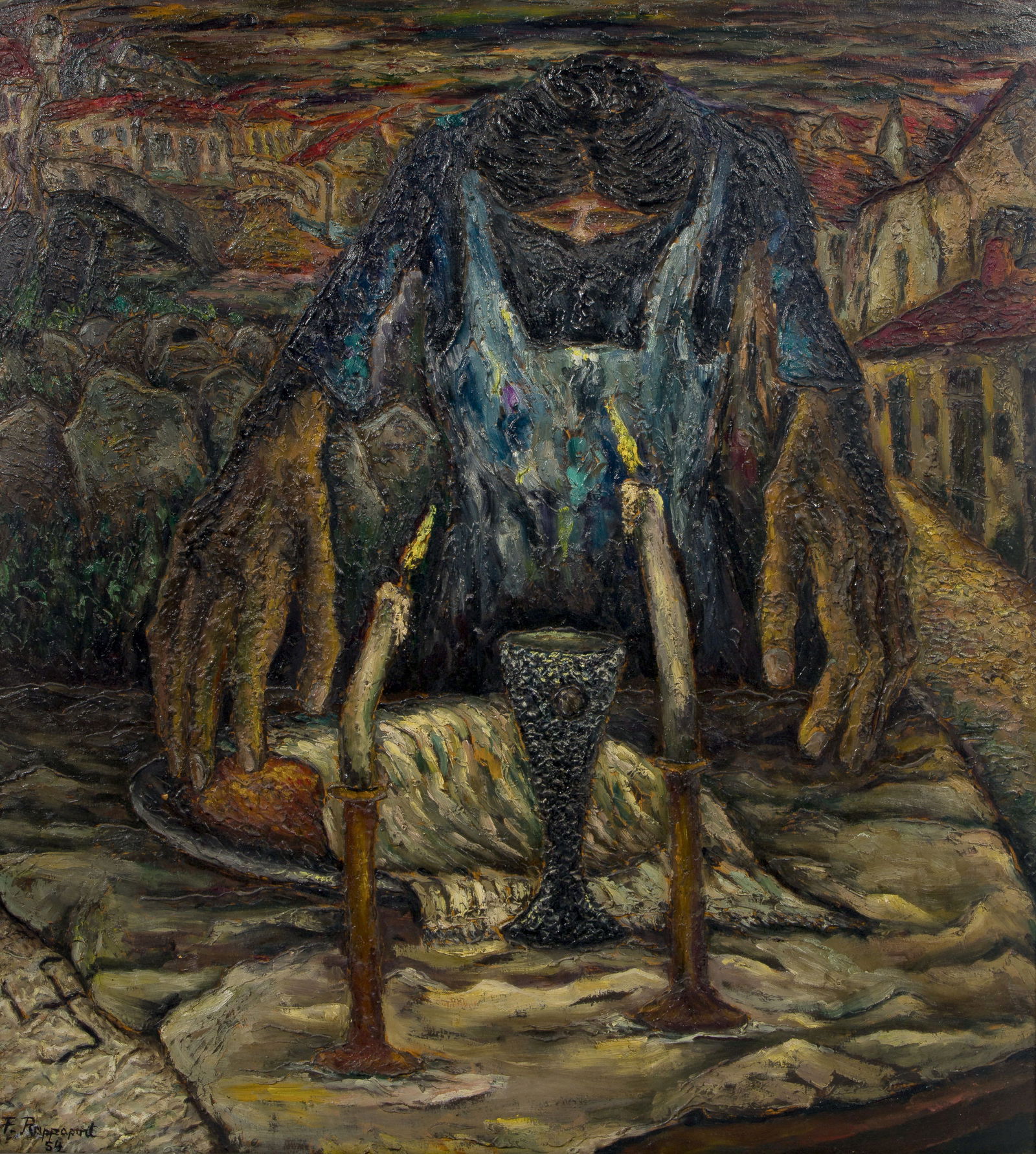 Fred Rappaport (Austrian, 1912-1989) 'Kiddush' Oil on Board (1 of 6)