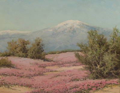 Robert William Wood (American, 1889-1979) Oil on Canvas: Robert William Wood (American, 1889-1979) Oil on Canvas Undated, signed lower left, depicting a landscape having a snow-capped mountain in the background, in a wood frame Property from: a Private Coll
