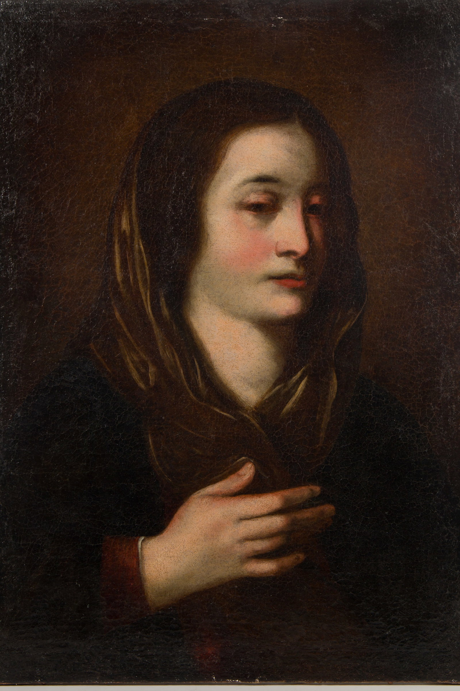 Unknown Artist (19th Century) Oil on Canvas: Unknown Artist (19th Century) Oil on Canvas Undated, unsigned, portrait of a woman, unframed Property from: a Private Collector, Lake Zurich, Illinois Height: 26 1/4 inches, Width: 19 1/4 inches (canv