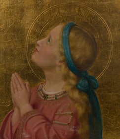 After Franz Ittenbach (German, 1813-1879) 'Santa Maria Virgo' Oil on Gilt Panel