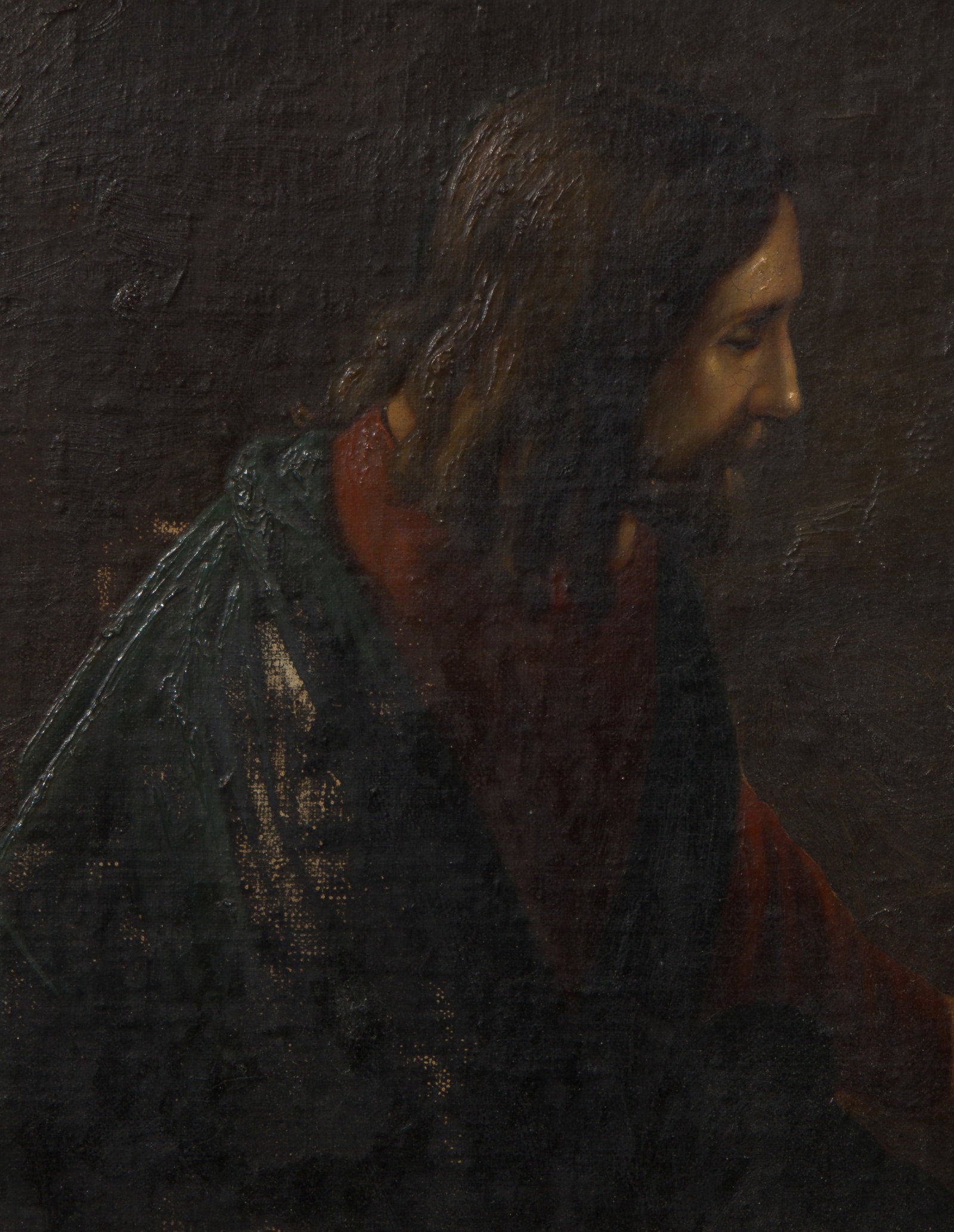 Unknown Artist (20th Century) Oil on Board: Unknown Artist (20th Century) Oil on Board Undated, unsigned, a portrait of Christ, in a gold-tone painted frame Property from: a Private Collector, Lake Zurich, Illinois Height: 12 inches, Width: 9 1
