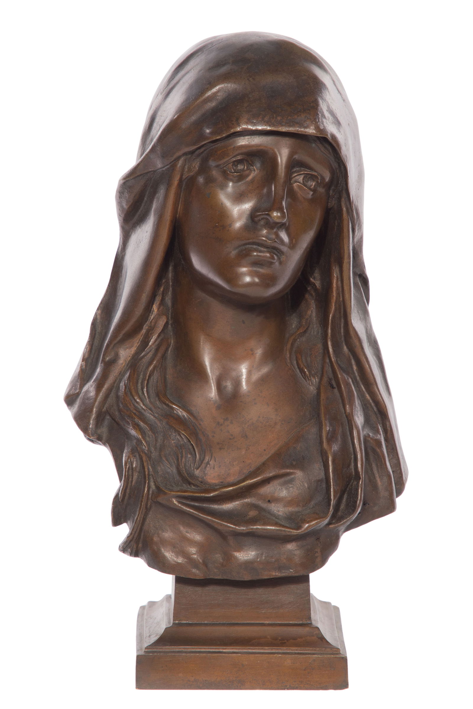 Eugene Marioton (French, 1857-1933) Madonna Bronze Bust (1 of 5)