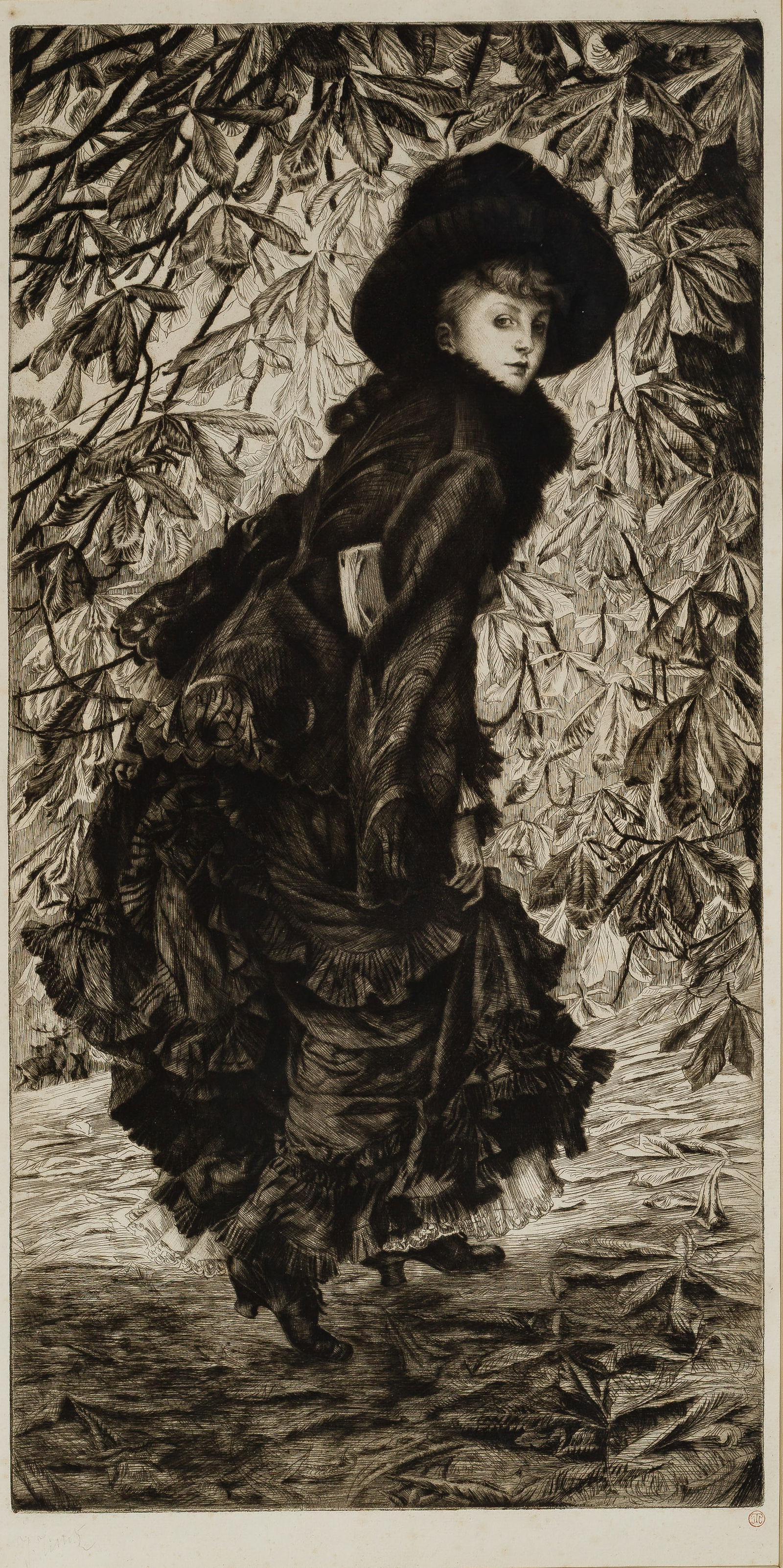 James Tissot (French, 1836-1902) 'Octobre' Etching (1 of 13)