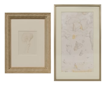 John Wilde (American, 1919-2006) Silverpoint Drawing and Lithograph