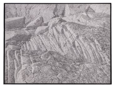 Edna Andrade (American, 1917-2008) 'Eroded Shores' Graphite Aquarelle Pencil on Canvas