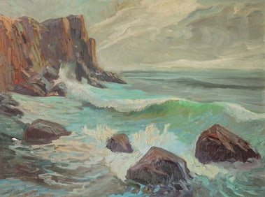 Curt Frankenstein (American, 1920-2019) 'Rocky Coast' Oil on Canvas