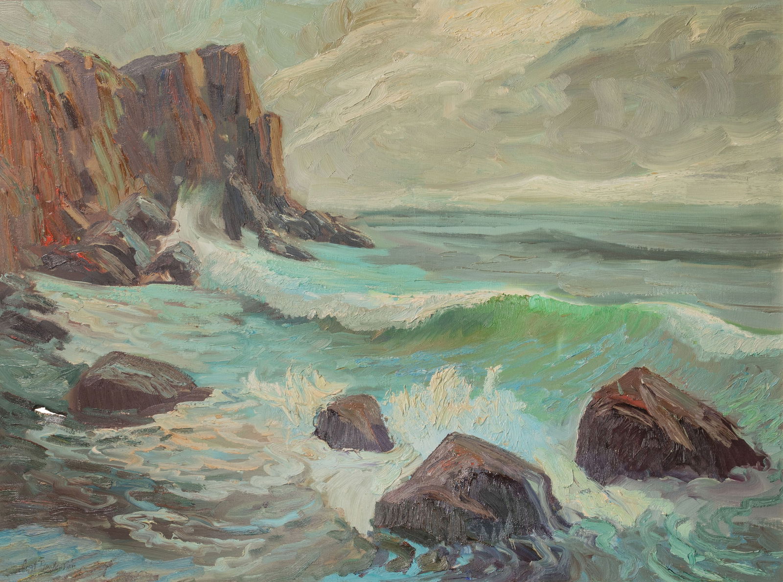 Curt Frankenstein (American, 1920-2019) 'Rocky Coast' Oil on Canvas (1 of 7)