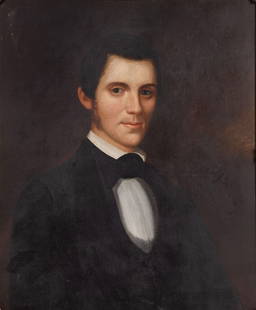 Unknown Artist (American School, 19th Century) Oil on Canvas: Unknown Artist (American School, 19th Century) Oil on Canvas Undated and unsigned portrait of a young man, in a gold-tone gesso on carved wood frame Property from: a Private Collector, St. Charles, Il