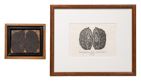 Jacques Hnizdovsky (Ukrainian / American, 1915-1985) 'Open Nut' Woodcut and Printing Block