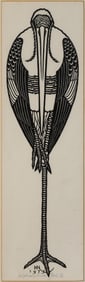 Jacques Hnizdovsky (Ukrainian / American, 1915-1985) 'Painted Stork' Woodcut