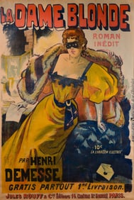Ferdinand Lunel (French, 1857-1933) 'La Dame Blonde' Color Lithograph Poster