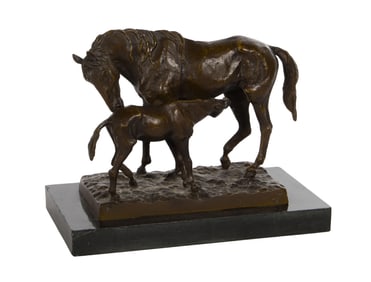 After Christophe Fratin (French, 1801-1864) 'Jument et son Poulain' Bronze Sculpture