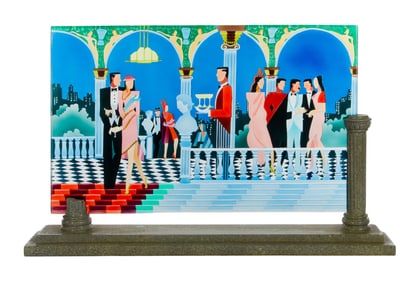 Style of Giancarlo Impiglia (American, b.1940) 'The Grand Party' Painted Glass