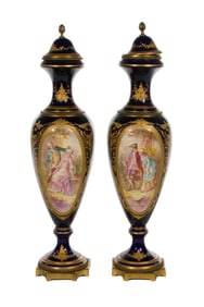 Sevres Style Porcelain Urns