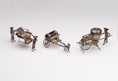 Chinese Silver Condiment Caddies