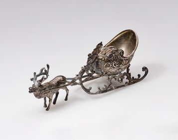 European Silver Reindeer Salt Cellar