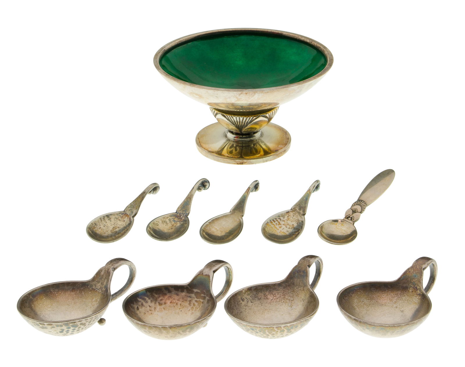 George Jensen Sterling Silver Salt Cellar and Spoon Assortment (1 of 4)
