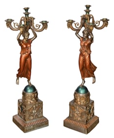 Cast Metal Empire Style Candelabras