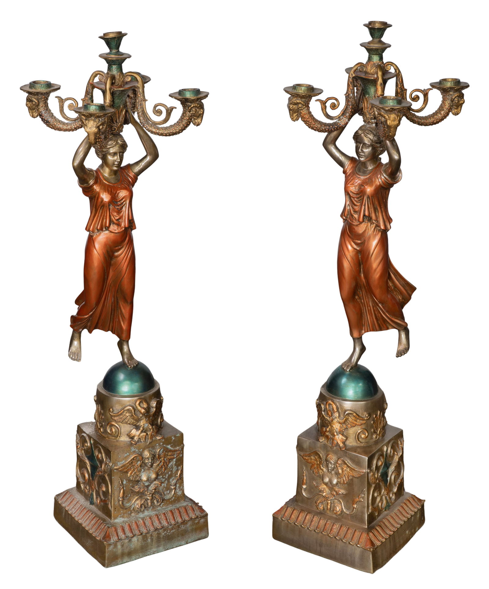Cast Metal Empire Style Candelabras (1 of 2)