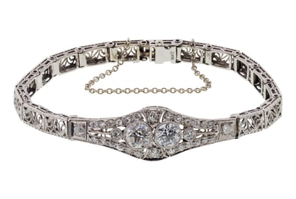 14k White Gold and Diamond Bracelet