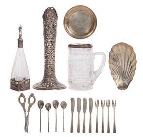 German Silver (935), Sterling Silver and European Silver (800) Object Assortment
