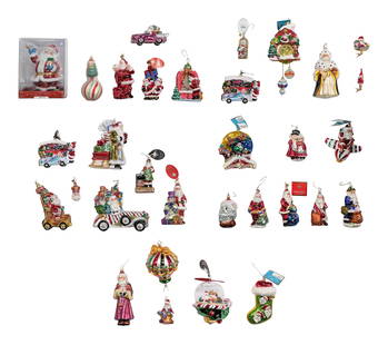 Christopher Radko Christmas Ornament Assortment: Christopher Radko Christmas Ornament Assortment (30) items, many in original boxes, most unboxed items retaining tags Property from: an Estate, Carol Stream, Illinois Height: 5 inches, Length: 9 1/2 i