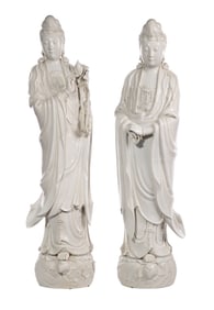 Chinese Blanc de Chine Porcelain Guanyin Figures