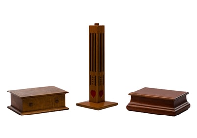 After Stickley Desk Boxes and Roycroft Candleholder