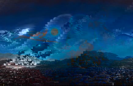 Rodel Gonzales (American, 20th Century) 'Flight over Agrabah' Giclee