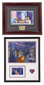 Disney 'Lady and the Tramp' Framed Sericel and Pins