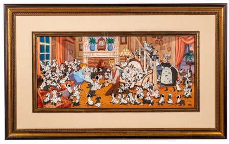 Disney 'Puppies, Puppies Everywhere' Framed Hand Painted Cel Set-Up