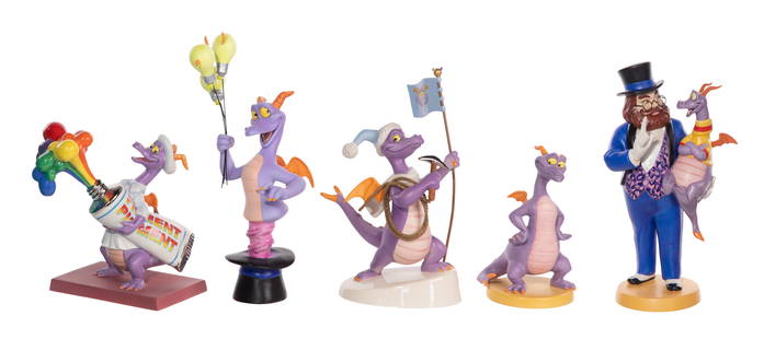 Disney Classics Collection Figment Figurine Assortment: Disney Classics Collection Figment Figurine Assortment (5) porcelain items including a #4006329 'Imaginary Friends' having box and COA as well as (4) designs of various shapes and sizes Property from: