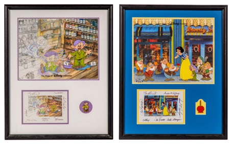 Disney 'Snow White' Sericel, Pin and Artist Signed Card Sets