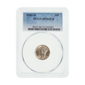 1943-D 10c MS-66 FB PCGS