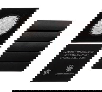 2019 America the Beautiful Five Ounce Silver Collection: 2019 America the Beautiful Five Ounce Silver Collection (6) coins including: Frank Church River, (2) San Antonio Missions, American Memorial Park, War in the Pacific, Lowell, having original mint pack