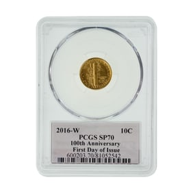 2016-W 10c Gold Mercury SP-70 PCGS
