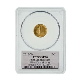 2016-W 10c Gold Mercury SP-70 PCGS