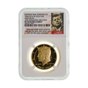 2014-W 50c Gold Kennedy High Relief PF-70 UCAM NGC