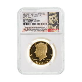 2014-W 50c Gold Kennedy High Relief PF-70 UCAM NGC
