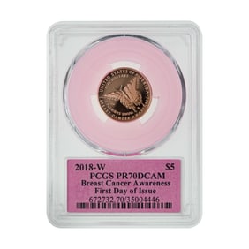 2018-W $5 Gold Breast Cancer Awareness PR-70 DCAM PCGS