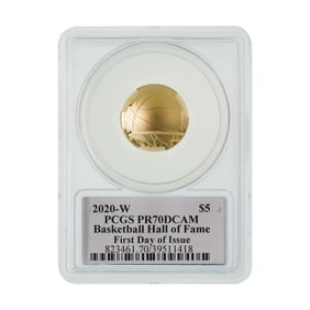 2020-W $5 Gold Basketball Hall of Fame PR-70 DCAM PCGS