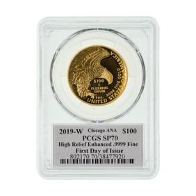 2019-W $100 Gold High Relief Enhanced SP-70 PCGS