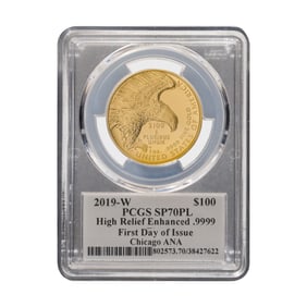2019-W $100 Gold High Relief Enhanced SP-70 PL PCGS