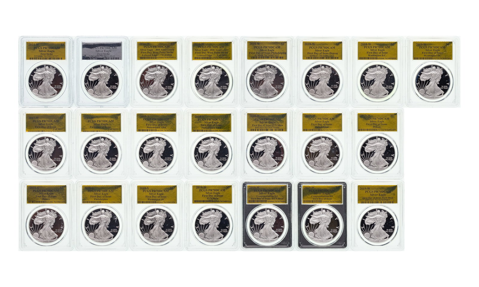 PCGS PR-70 DCAM Silver Eagle Collection (1 of 1)