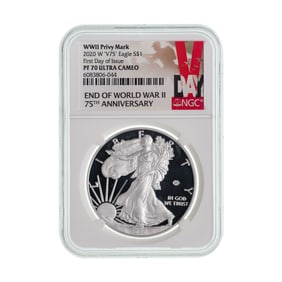 2020-W $1 Silver Eagle v75 Privy PR-70 UCAM NGC