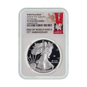 2020-W $1 Silver Eagle v75 Privy PR-70 UCAM NGC