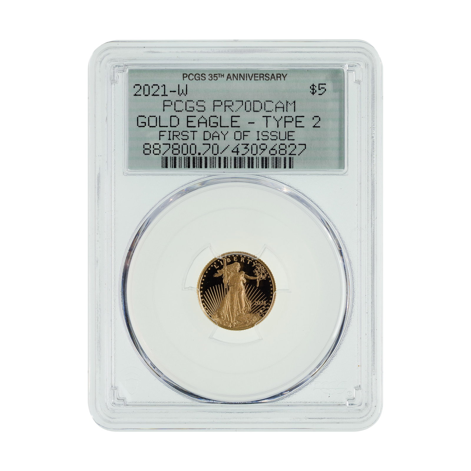 2021-W $5 Gold Eagle Type 2 PR-70 DCAM PCGS (1 of 2)