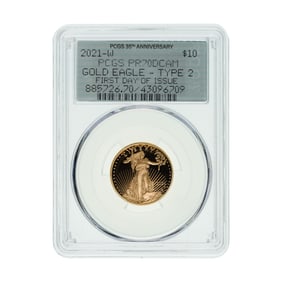2021-W $10 Gold Eagle Type 2 PR-70 DCAM PCGS