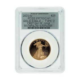 2021-W $25 Gold Eagle Type 2 PR-70 DCAM PCGS